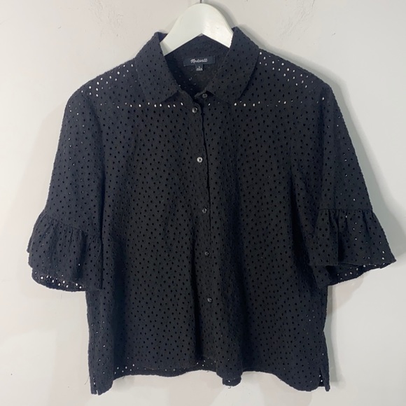 Madewell Eyelet Bell-Sleeve Shirt size large - Picture 4 of 6